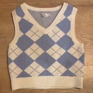 Hollister Cream and Blue sweater Vest
